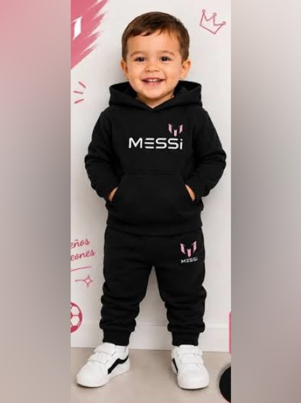 Kids MESSI Black Hoodie & Jogger Set